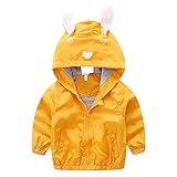 [FERE8890] 男の子 コート ウサギの耳の帽子付き チャックコート カジュアル キッズ 無地 ジャケット 可愛い トップス イエロー 身長120CM