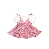 夏ベイビー服 女の子ワンピース Pojour 1-6歳キッズ用かわいいスカート 子供ギフト 綿 通気 赤（70cm）