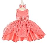 StylesILoveレース手織りサテンのベビーフラワーガールドレス、USA カラー: ピンク
