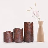 micandleリアルなFlameless Candle – 3パックRealプラスチックちらつきFlameless Candle、長持ち無香電池式LEDピラーキャンドル。 CDL3033P69-zq