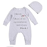 MIOIM ベビー服 可愛い 英字柄 ロンパース 男の子 長袖 帽子付き セットアップ 出産祝い 連体服 ボディスーツ 肌着 0-24ヶ月
