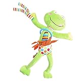 Frog animal-ring-bell-baby-plush-rattles-squeaker-cute-cartoon-pull-shock-baby-toys