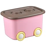 日本製 収納ボックス 積み重ね可能 フタ付き おもちゃボックス (深型, ピンク)