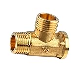Fityle 配管用部品　高品質　耐久性　1/2インチ　3ウェイ　蛇口　水　燃料　ガスパイプライン　多場合適用　T型　真鍮製継手パイプ　低温抵抗　操作簡単　49×40×27mm