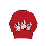 Pojour ベビー服 子供服 女の子ニットセーター 冬 防寒 かわいいウサギトップス おしゃれ 暖かい 厚手 綿 ベビールームウェア 普段着 カジュアル 旅行 記念日 プレゼント 丸首 赤