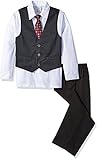 Perry Ellis Little Boys' Toddler Diamond Dot Dobby Vest Set White 3T [並行輸入品]