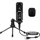 Veetop USBマイク コンデンサーマイク PC マイク パソコン マイク マイクセット 単一指向性 高集音力 音量調整可能 ミュート機能 ウィンドマフ/三脚マイクスタンド付属 卓上 WEB会議 ゲーム配信 ZOOM会議 ボイズチャット 生放送 録音 在宅勤務 YOUTUBE ゲーム実況用 Windows/Mac/PS4/PS5に対応（日本語取扱説明書）
