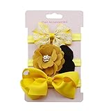 MIOIM 3点セットベビー ヘアアクセサリー ヘアバンド 髪飾り 髪留め カチューシャ 赤ちゃん ベビー リボン かわいい 出産祝い 誕生日 プレゼント (イエロー)