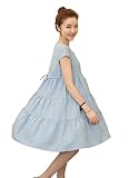 Easycos マタニティウェア 妊婦服 レディース ファション ワンピース ブラック 半袖 夏着 カウボーイ フリー ゆったり コットン ふわふわ オシャレ パジャマ 肌に優しい　 (L)