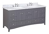 Kitchen Bath Collection KBC3872GYCARR Abbey Bathroom Vanity with Marble Countertop Cabinet with Soft