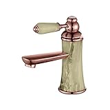 UMANYI 洗面台用 混合水栓 蛇口 台付き シングルレバー 銅メッキ 赤褐色 BEKDL019B