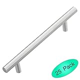 lizavo 701 – 128snサテンニッケルキャビネットハードウェアソリッドユーロスタイルTバーハンドルpull- 5 " ( 128 mm )穴centers- 25パック