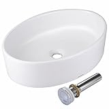aquaterior 19 – 2 / 3 " x14 – 1 / 6 " x5 – 1 / 3 " Ovalホワイト磁器セラミックバスルームシンクW / Freeクロムドレイン