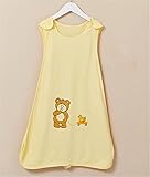 ベビー スリーパー 薄手春 夏 秋用 パジャマ 寝袋 股のボタン付き 適応身長50cm-65cm 黄色い