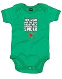 (放射性スパイダーに刺された日の為にトレーニング。) Training For The Day I'm Bitten By A Radioactive Spider, プリント　ベビースーツ - グリ