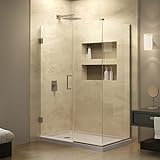 DreamLine Unidoorプラス34 3 / 8で。D X 46 In。w、フレームレスHingedシャワーエンクロージャ、3 / 8 "ガラス、つや消しニッケル仕上げ