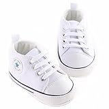 赤ん坊のような柔らかい底のキャンバスの幼児の靴 (11cm:0-6月, ホワイト)