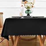 Forhomelife テーブルクロス ブラック 無地 シンプル テーブルカバー 長方形 135×220cm 洗える ウォッシャブル 洗濯可 速乾 黒 厚手 耐熱