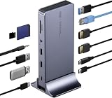 【5個セット】サンワダイレクト Type-C ドッキングステーション 2画面出力 4K HDMI 縦型スタンド付 LAN PD 100W イヤホンジャック SD microSD アルミ製 11in1 400-VGA025-5