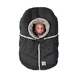 7AM Enfant Car Seat Cocoon: Infant Car Seat Cover Micro-Fleece Lined with an Elasticized Base, Black