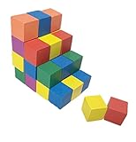 天然 木製 積み木 ブロック キューブ 100個 カラフル 知育 玩具 おもちゃ 幼児 赤ちゃん (2cmx2cm)