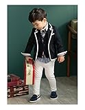 Candykids　男の子 スーツ キッズスーツ 子供スーツ キッズ 子ども服　子供ジャケット　紳士風　七五三 入園式 卒園式 結婚式 入学式 卒業式 (110cm, ネイビー)