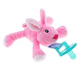 Fenteer おしゃぶりホルダー　おしゃぶり付きぬいぐるみ 　新生児　ベビー　ぬいぐるみ　おしゃぶり　動物の形　0-2歳　シリコン製　全10種類 - ピンクのうさぎ