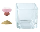 花市場直送便 ミニチュアガラス きのこベンチ ピンク & カラーサンド ゴールド & 植え込み用グラス ニューブロックS