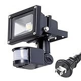 Succul LED投光器 10W 100W 人感センサー 昼光色 ポータブル投光器 広角ライト 3m配線 防水プラグ付 IP65屋外 軽量 防水加工