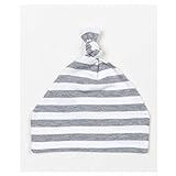 (ベイビーバグズ) Babybugz 赤ちゃん・ベビー用 Stripy しましま トップノットハット ベビーハット (ワンサイズ) (ライトグレーメランジェ/ホワイト)