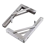 KESOTO 2本セット　L字型　 ステンレス　棚受け　ブラケット　折りたたみ　棚支え　耐荷重59kg 　