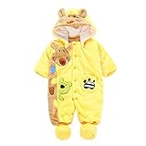 Hzjundasi ベビー 動物の形 ロンパース 新生児 幼児 フード付き 保暖 防寒 長袖 フランネル ジャンプスーツ 秋冬 アウターウェア 出産祝い 服装