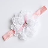 【Sakurakofu】ベビー フラワー ヘアバンド 赤ちゃん 女の子 フォーマル 結婚式 記念写真 ハーフバースデー ニューボーン (ホワイト)