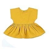 Weixinbuy幼児用赤ちゃん夏服イエローフリルプリンセスドレス US サイズ: S カラー: イエロー