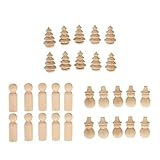 Lovoski DIY　クラフト　木製　ペグ人形　雪だるまの形　クリスマスツリーの形　結婚式　飾り　40個 /セット