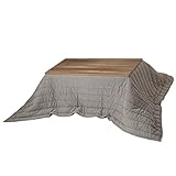 継ぎ脚付き古材風アイアンこたつテーブル ブルック ハイタイプ 120ｘ60cm+ヘリンボーン柄こたつ布団ブラウン 2点セット