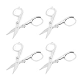 uxcell はさみ　旅行　折り畳み　デザイン　紙　断片　切断　シルバートーン　金属製　メタル　4個