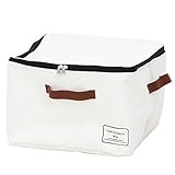 不二貿易 デニム風 ファブリック収納ボックス 蓋付き Sサイズ ホワイト 幅27×奥行27cm 24523