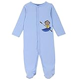 エルフ ベビー(Fairy Baby)新生児服 足つきカバーオールロンパース 長袖 四季兼用 出産祝い 可愛い 4-6M 猿柄 ブルー