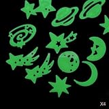 4 x Glow In The Dark Moon Star Planetステッカー用キッズ寝室子供部屋壁装飾