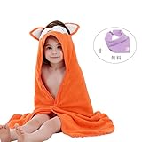 MICHLEY 子供 ベビー バスタオル バスローブ ビーチタオル キッズ 赤ちゃん お風呂上がり フード付き 動物 おくるみ ポンチョマント かわいい (オレンジ)