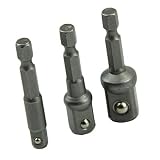 Wrisky 3 Sizes Socket Adapter Set Hex Shank to 1/4,3/8,1/2 Impact Driver Drill BIts by Wrisky