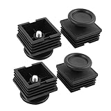 平準化足正方形スレッドチューブ挿入 – 8セット40 mm x 40 mm調整可能なキャップキット椅子テーブル家具脚足カバーブラックプラスチック