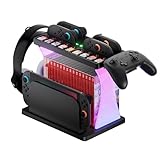 Uxilep Switch 2 ストレージステーション、Switch2 Joycons用充電ドック、Nintendo Switch 2アクセサリー用多機能オーガナイザーラック、ゲームディスク16枚&ゲームカードスロット9個、プロコントローラーホルダー