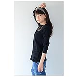 Pearls 脱「ザ・授乳服 タートル 」一枚で着たくなる ランダムリブ編みテレコの授乳口つきカットソー　ハイネック　jtp154 (black)