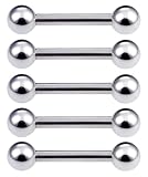 [From da Phactory] 5個セット サージカルステンレス ストレートバーベル 軟骨ピアス ファーストピアス (14G シャフト8mm キャッチ3mm)