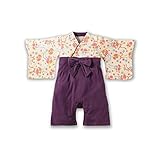 袴 ロンパース 袴　カバーオール はかま 花柄 着物 ドレス フォーマル 女の子 パープル/レッド お正月 七五三 節句 百日祝い 出産祝い 誕生日 パーティー 結婚式 きもの風ロンパース 60/70