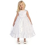 Angels Garment Baby Girlsホワイトオーガンジー刺繍フラワーガールドレス6 – 12 M カラー: ホワイト