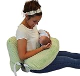 The 4 in 1 NEW One Z GREEN Nursing Pillow w/ AMAZING BACK SUPPORT- LIGHT GREEN Cover! by Twin Z