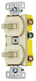 Hubbell Wiring Systems RC101I tradeSELECT Single Pole Combination Two Toggle Switch with Self-Ground